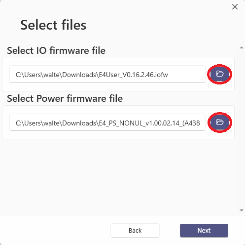 Firmware selection for each update type